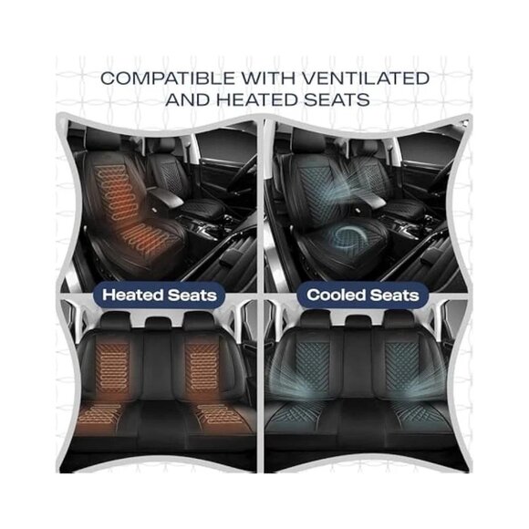 Skechers Memory Foam Car Seat Covers Universal Front Seats, Waterproof, Black - Picture 3 of 5